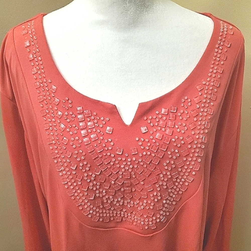 Susan Graver Pink Blouse with Beautiful Collar (3X)